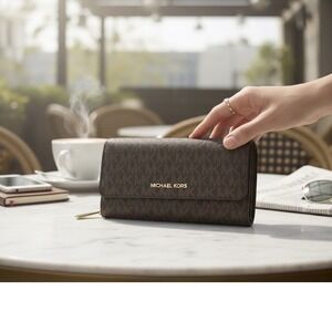 Brown Michael Kors Jet Set Wallet